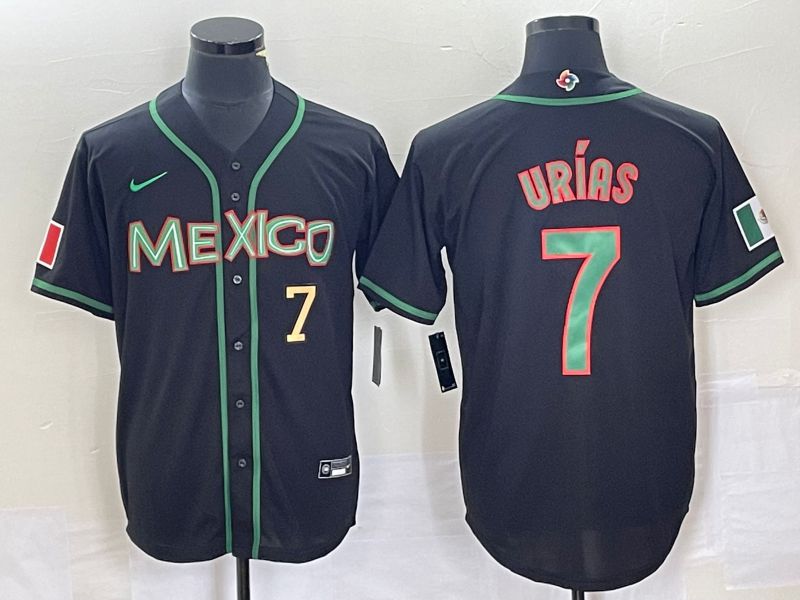 Men 2023 World Cub Mexico #7 Urias Black green Nike MLB Jersey10